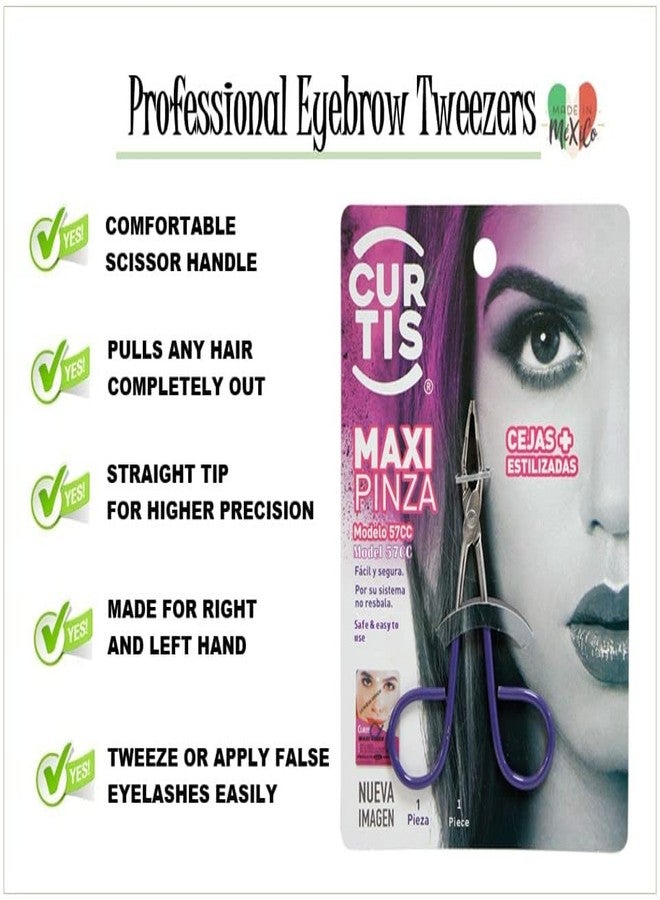 Curtis SACACEJAS Scissors TWEEZERS-STRAIGHT TIP-Easy to Hold-Amazing Tweezers For Eyebrows & ANY Facial Hair,Ingrown Hair,Fine Hair,Chin Hair,Blackhead MADE IN MEXICO,Silver,Purple - Image 2
