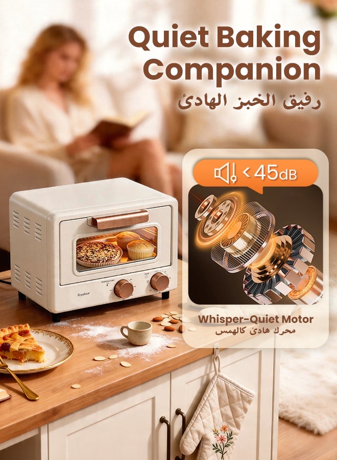 Royalstar 12L Toaster Oven, Compact Countertop Electric Oven with 0-230°C Temperature Control, 60-Min Timer, Dual Heating Tubes for Baking Bread, Pizza, Cake, and Grilling Meat - Image 4