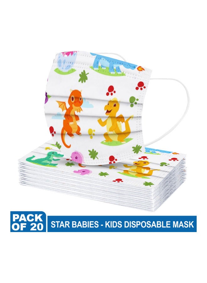 NIBEMINENT 20-Piece Dinosaur Printed Disposable Mask Set - Image 1