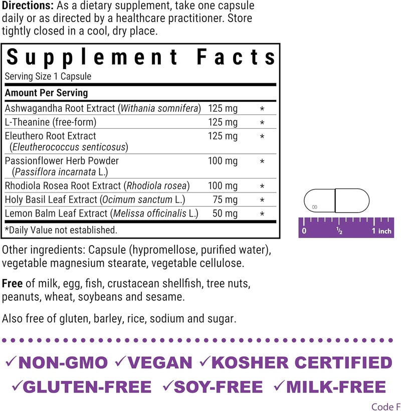 Bluebonnet Nutrition Stress Relief Calm  Relax Calming Whole FoodBased Formula NonGMO Vegan KosherCertified GlutenFree SoyFree DairyFree 30 Vegetable Capsules 30 Servings - Image 3