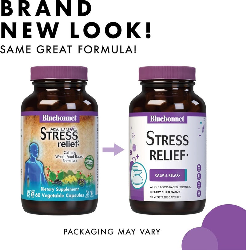 Bluebonnet Nutrition Stress Relief Calm  Relax Calming Whole FoodBased Formula NonGMO Vegan KosherCertified GlutenFree SoyFree DairyFree 30 Vegetable Capsules 30 Servings - Image 2