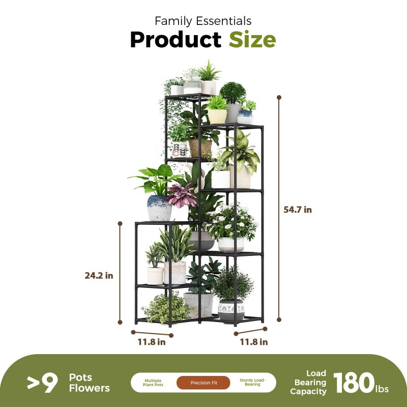 Bamworld Black Plant Stand Indoor Outdoor Corner Plant Shelf 54.7" Tall Plant Table Metal Large Plant Holder for Multiple Plants Patio Balcony Garden Office Home Decor - Image 2