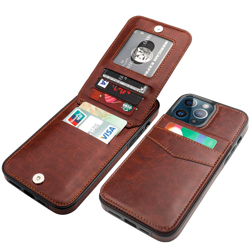 KIHUWEY KIHUWEY Compatible with iPhone 13 Pro Max Case Wallet with Credit Card Holder, Premium Leather Magnetic Clasp Kickstand Heavy Duty Protective Cover for iPhone 13 Pro Max 6.7 Inch(Brown)  - Image 1