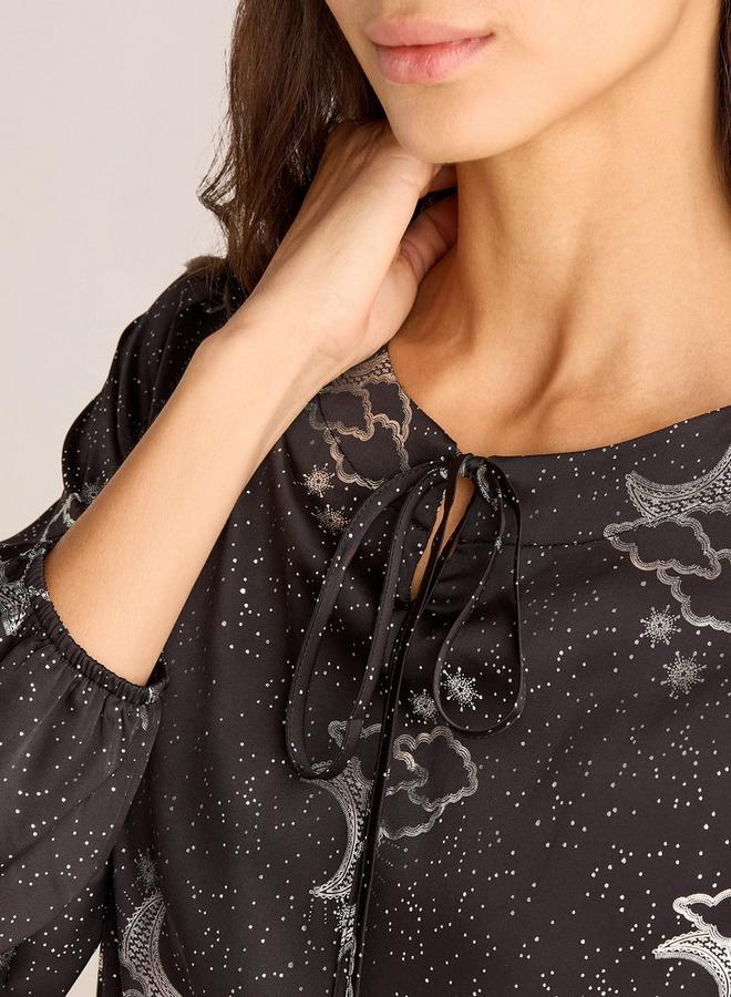 سبلاش فيڤ فستان نوم مطبوع بأكمام طويلة - Image 4