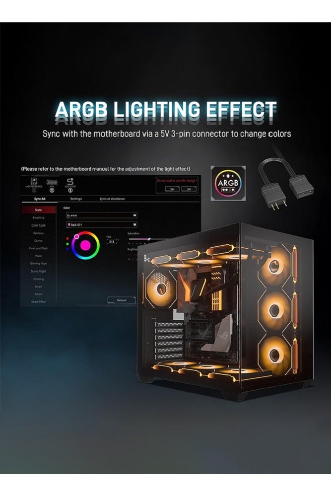 3 Pack ARGB Case Fans, 120mm, Hydraulic Bearing for Low-Noise Operation, 3 Sides Infinite Mirror Design,  4pin/3pin PWM Motherboard Light Sync, for Computer Case and Liquid Cooler, Black - Image 4