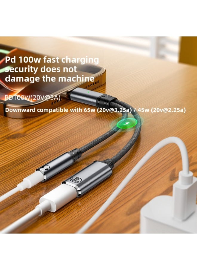 Generic Charging Audio Short Line Is Suitable For Mobile Phone Computer Listening To Songs, Charging 2-in -1 Type-c To 3.5 Earphone Adapter-Interface Form:Gray 201c100t Short Line  - Image 4