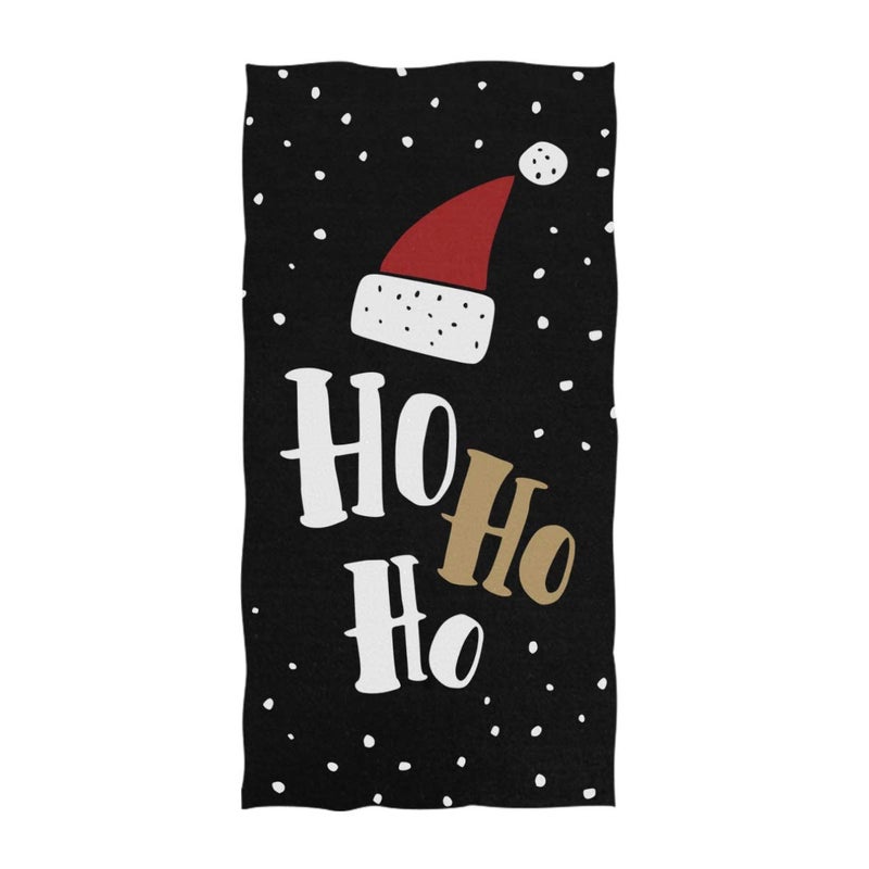 Naanle Christmas Funny Santa Claus Red Hat Hohoho Laughter Snowflake Print Soft Hand Towels for Bathroom, Hotel, Gym and Spa (16" x 30",Black)