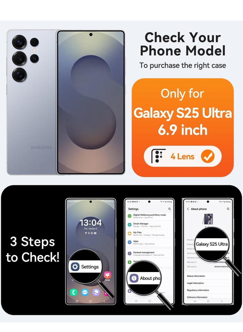 ESCASE Magnetic Cover for Samsung Galaxy S25 Ultra (6.9 Inches) [Full Camera Protection] Translucent Matte Slim Protective Shockproof Case, Purple - Image 2