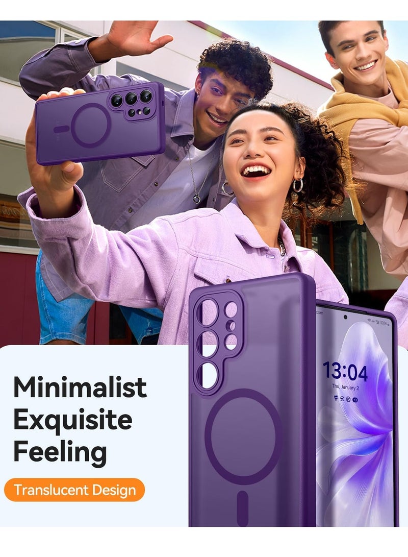 ESCASE Magnetic Cover for Samsung Galaxy S25 Ultra (6.9 Inches) [Full Camera Protection] Translucent Matte Slim Protective Shockproof Case, Purple - Image 4