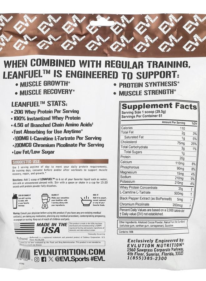 EVLUTION NUTRITION LeanFuel™ Chocolate 4 lb (1.81 kg) - Image 2