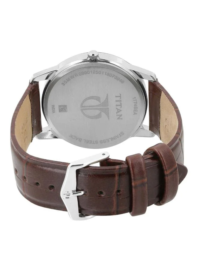 TITAN Men Analog Display Watch With Brown Leather Strap - 1774SL01