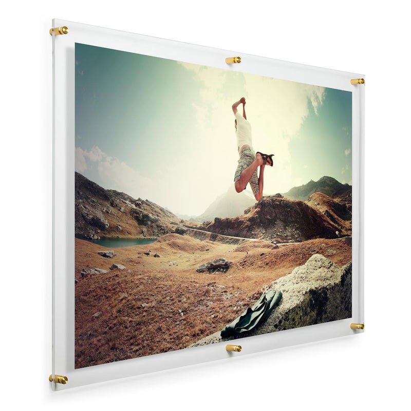 إطار صور عائم شفاف من أكريليك Wexel Art 24x36 مع لوحة مزدوجة وعناصر ذهبية لتعليق الفن المعاصر والصور على الحائط