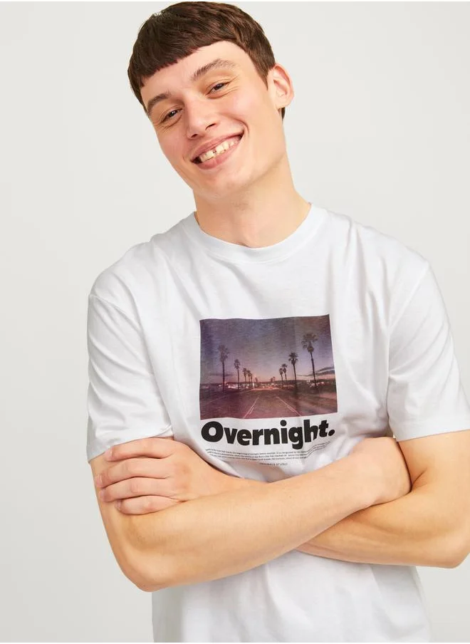 JACK & JONES Photo Print Crew Neck T-Shirt