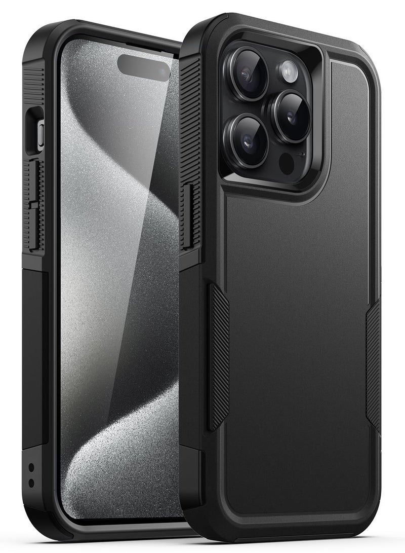 Jetech Case for Iphone 15 Pro Max 6.7 Inch Heavy Duty Dual Layer Rugged Protection Shockproof Protective Tough Phone Cover With Matte Back Black - Image 1