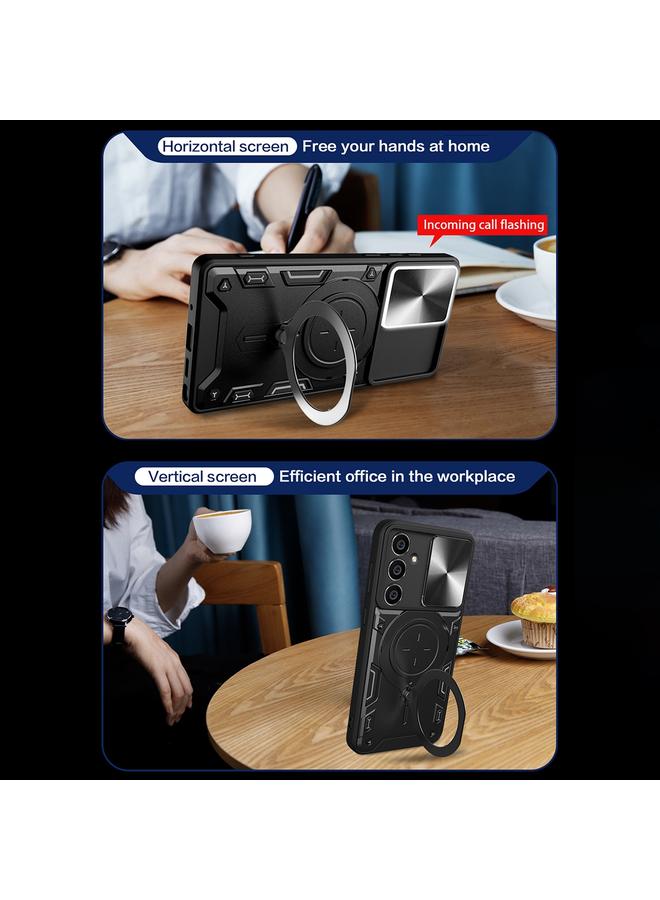 S-TOP Case For Samsung Galaxy S23 FE 5G CD Texture Sliding Camshield Magnetic Holder Phone Case - Image 4