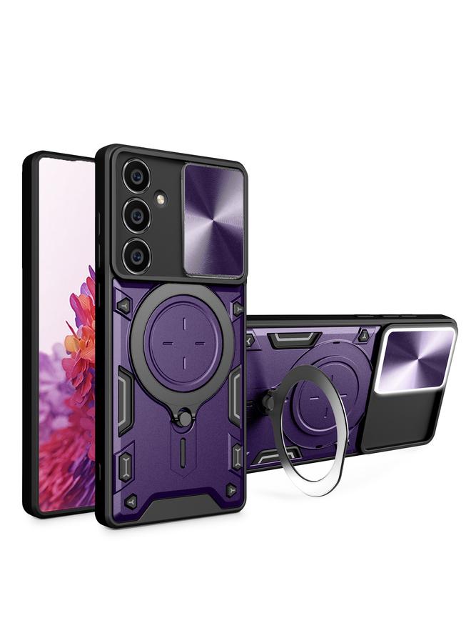 S-TOP Case For Samsung Galaxy S23 FE 5G CD Texture Sliding Camshield Magnetic Holder Phone Case - Image 1