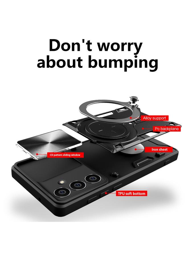 S-TOP Case For Samsung Galaxy S23 FE 5G CD Texture Sliding Camshield Magnetic Holder Phone Case - Image 2