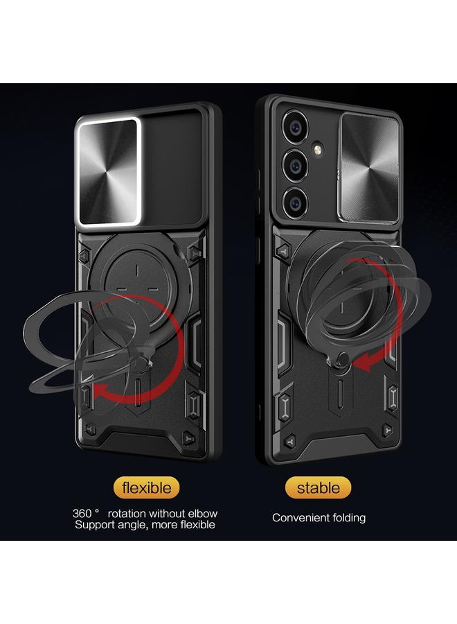 S-TOP Case For Samsung Galaxy S23 FE 5G CD Texture Sliding Camshield Magnetic Holder Phone Case - Image 3