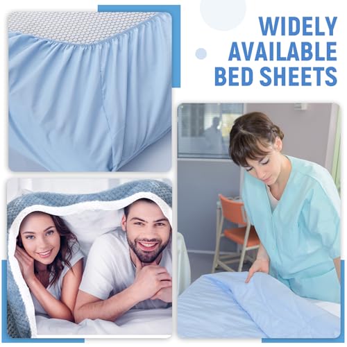 SmoothNovelty 4 Pcs Hospital Bed Sheets Set, Soft Knitted Standard Sheets Quality, Include Fitted Coverlet, Quilt Cover, Pillow Case and Blanket(Blue) - Image 5