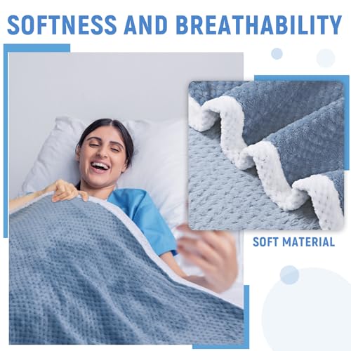 SmoothNovelty 4 Pcs Hospital Bed Sheets Set, Soft Knitted Standard Sheets Quality, Include Fitted Coverlet, Quilt Cover, Pillow Case and Blanket(Blue) - Image 4