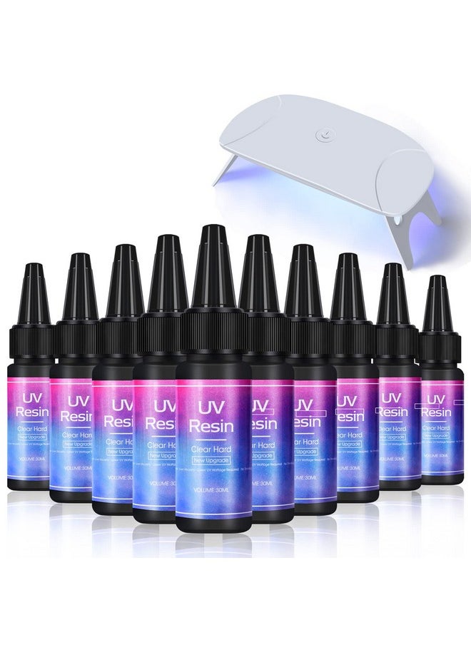 VidaRosa 10Pcs Newest Uv Resin Super Fast Curing Crystal Clear High Transparency Resin Crafts Diy Jewelry Making Kit With Mini Foldable Uv Lamp For Beginners Gifts Silicone Resin Molds  - Image 1