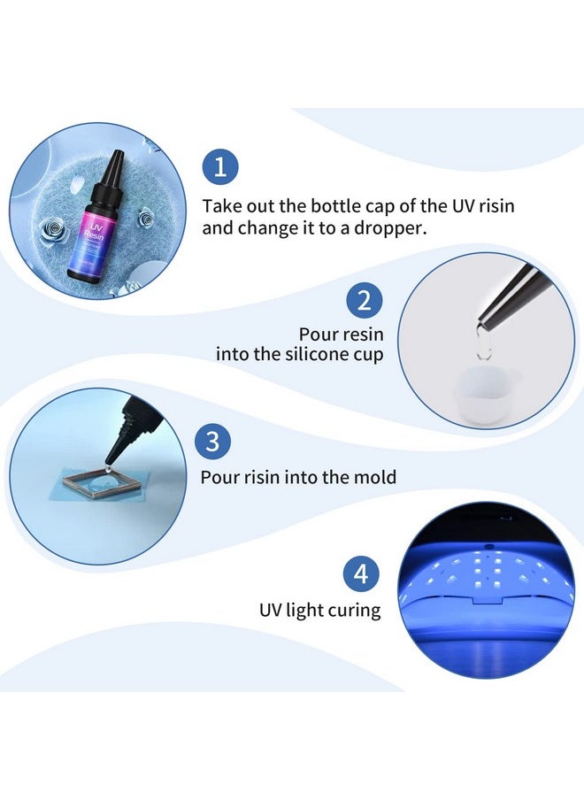 VidaRosa 10Pcs Newest Uv Resin Super Fast Curing Crystal Clear High Transparency Resin Crafts Diy Jewelry Making Kit With Mini Foldable Uv Lamp For Beginners Gifts Silicone Resin Molds  - Image 5