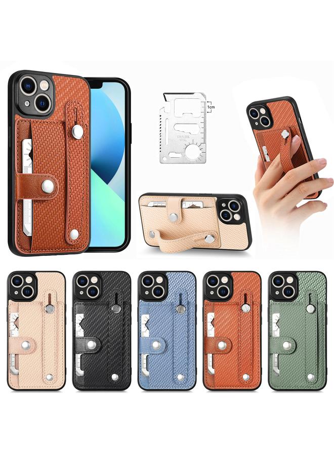 اس-توب جراب لهاتف iPhone 13 mini مزود بسوار معصم ومسند ومحفظة بطاقات وغطاء خلفي وحافظة هاتف مع سكين أداة - Image 3