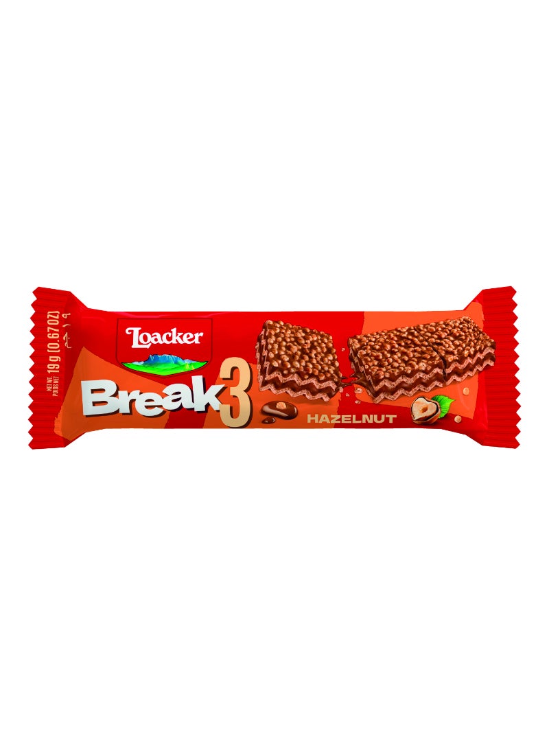Loacker Break 3 Hazelnut Crunchy Wafer Snack Bar 19g - Image 1