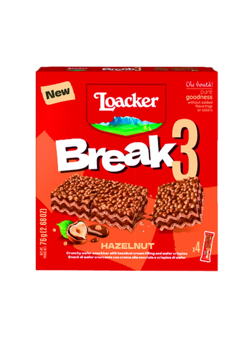 Loacker Break 3 Hazelnut Crunchy Wafer Snack Bar 19g - Image 2