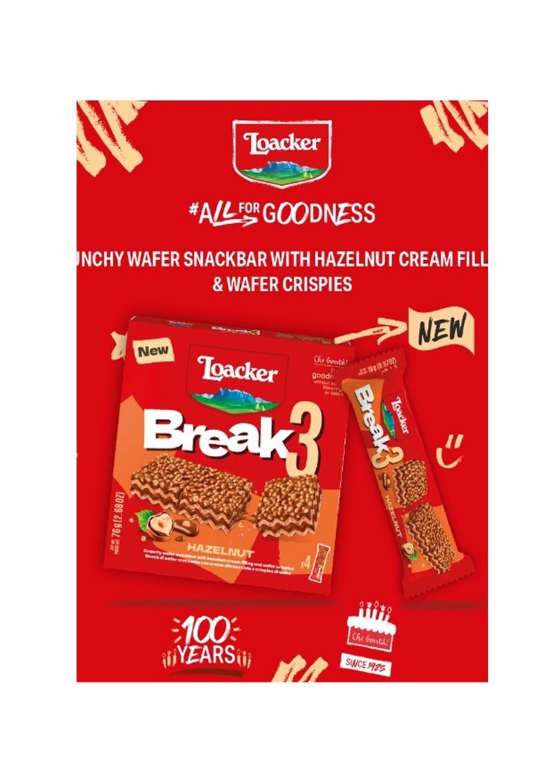 Loacker Break 3 Hazelnut Crunchy Wafer Snack Bar 19g - Image 4