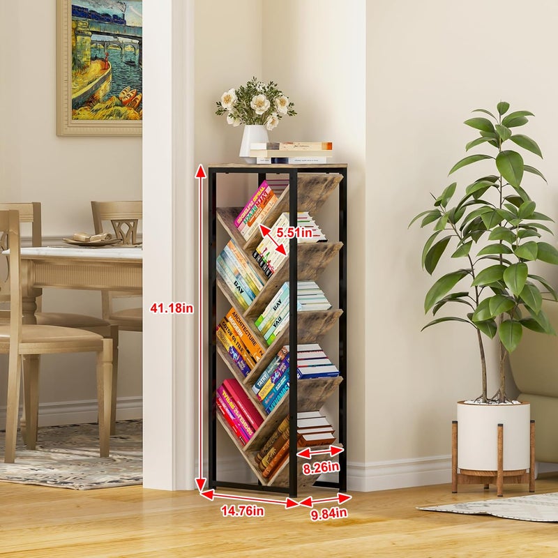 Cutogxon Tree Bookshelf - 9 Tier Floor Standing Tree Bookshelf for Hardcover Books, Small Bookshelf for Small Spaces Bookshelves Wooden Book Storage Organizer Shelves for Bedroom Living Room - Image 2