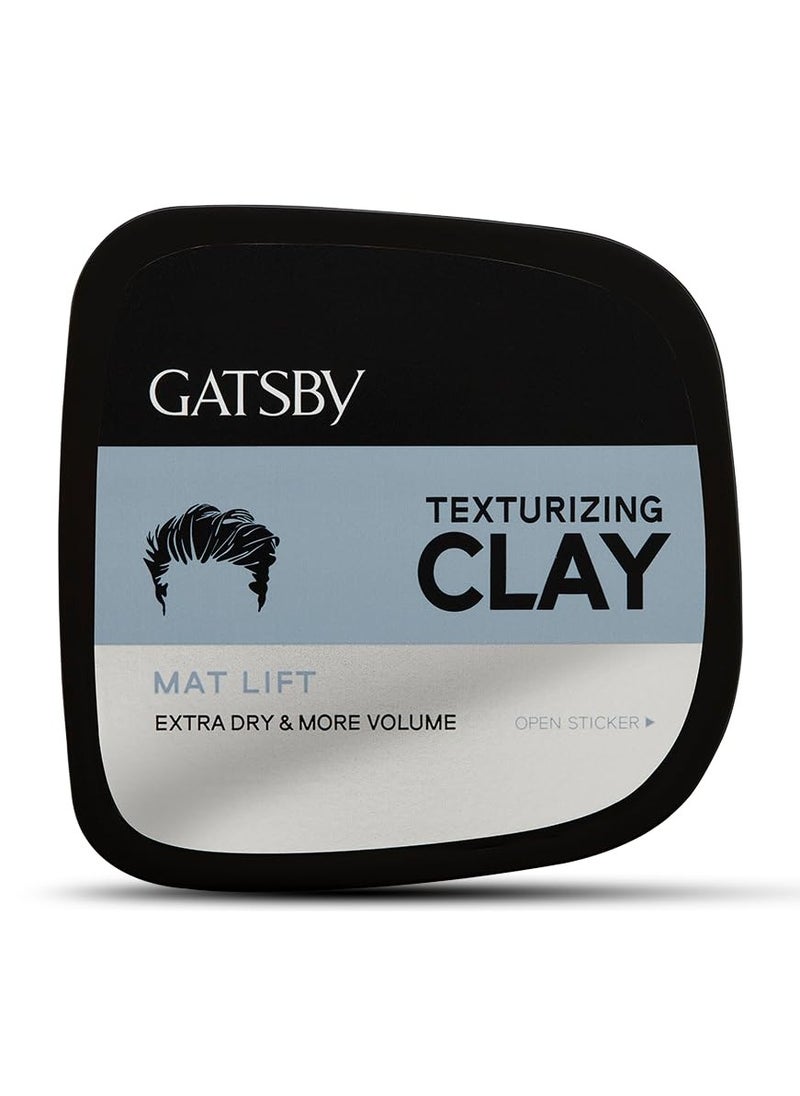 GATSBY Gatsby Texturizing Clay - Mat Lift For Super Strong Hold More Volume and Extra Dry Look Stylish Matte Finish Anytime Restylable Hair Styling Clay Wax Hair Wax For Men 75gm  - Image 1