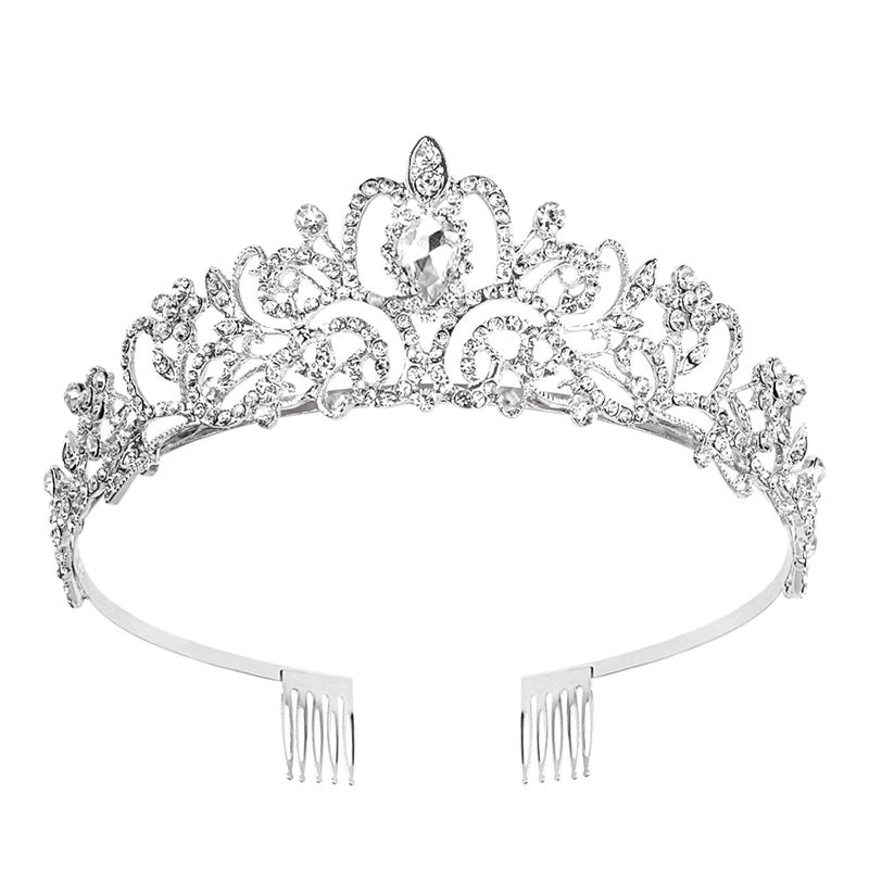 CAVETEE Tiaras and Crowns for Women Silver Tiaras Crowns Bridal Wedding Prom Birthday Party Headbands for Women Crystal Rhinestones Tiara with Comb for Women Girls Princess Crowns