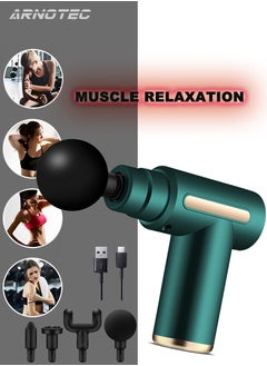 ARNOTEC Massage Gun, Handheld Deep Tissue Percussion Massager Gun for Sore Muscle Recovery, 4 Interchangeable Heads, Dark green  - Image 1