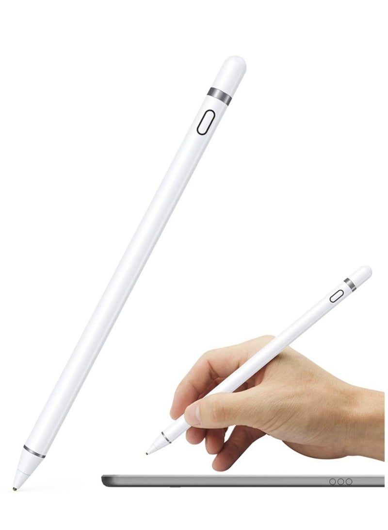 Active Stylus Pen White/Black 1.45mm fine Tip for iPad Apple iPhone Samsung Tablets, on iOS and Android Capacitive Touchscreen, Take-Note Hand-Written Draw no lags Skipping,Rechargeable, - Image 1