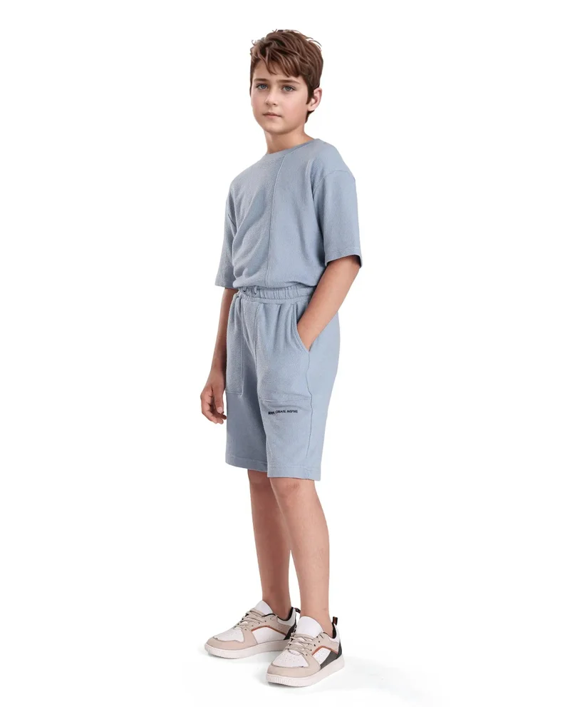 Rare Ones Rare Ones Kids Perg-B Dusky Blue Cotton Knee length Print Shorts