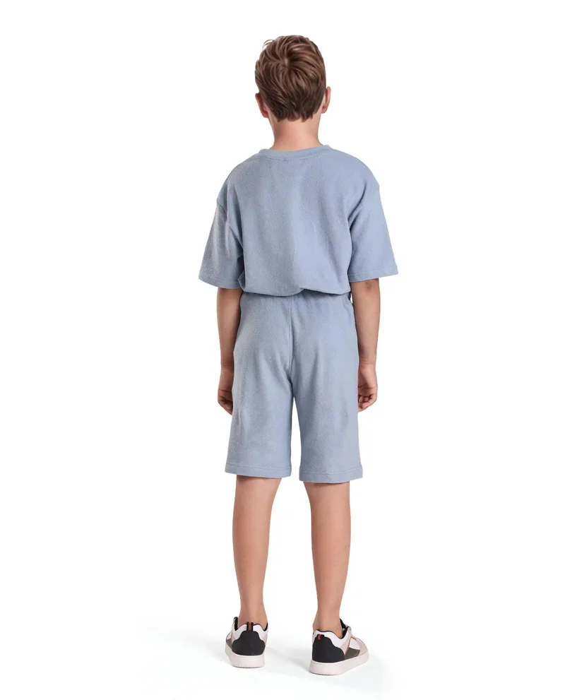 Rare Ones Rare Ones Kids Perg-B Dusky Blue Cotton Knee length Print Shorts