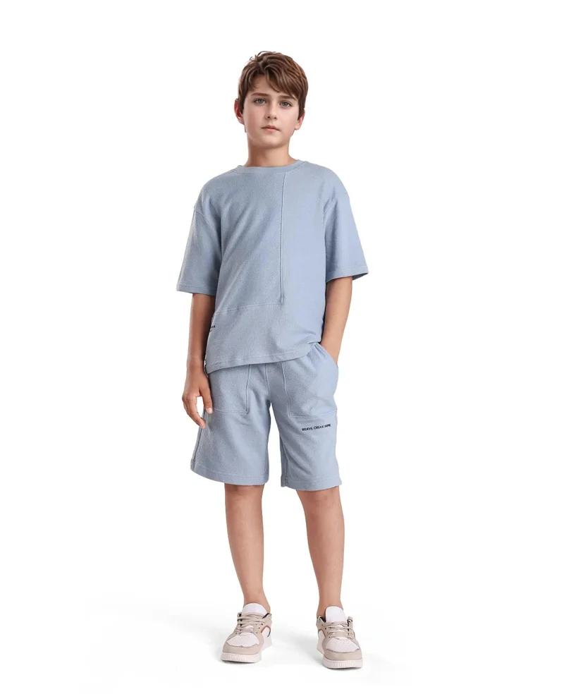 رير ونز Rare Ones Kids Perg-B Dusky Blue Cotton Knee length Print Shorts