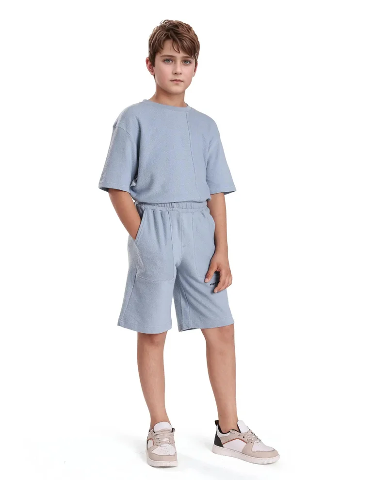 Rare Ones Rare Ones Kids Perg-B Dusky Blue Cotton Knee length Print Shorts
