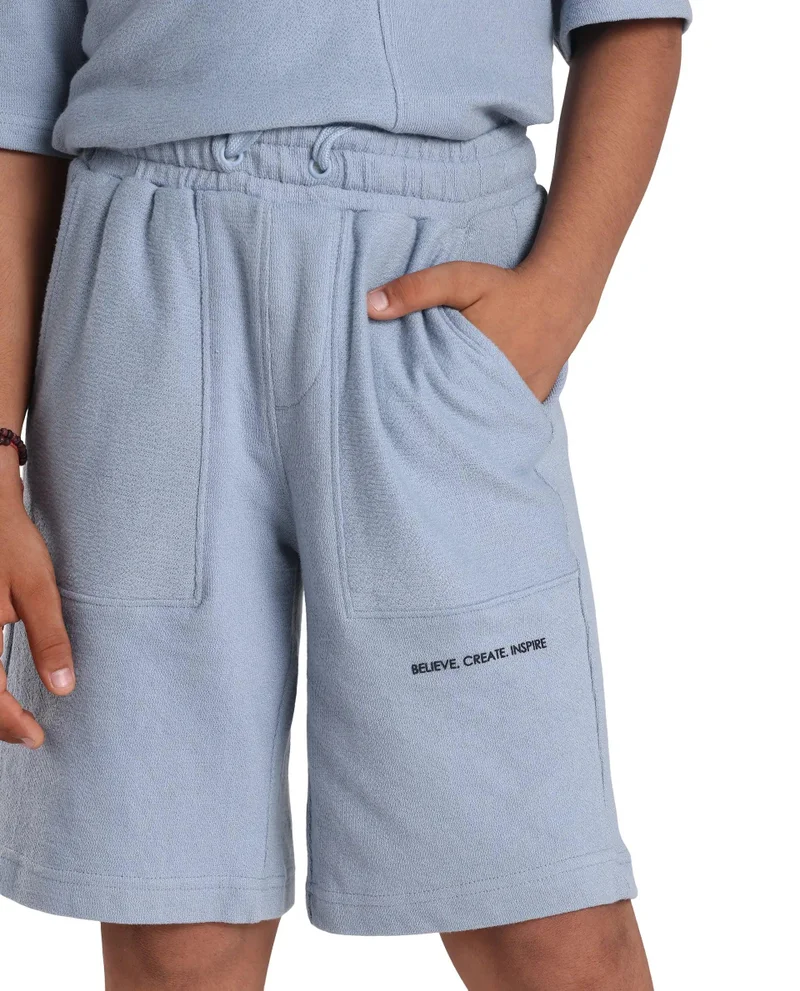 رير ونز Rare Ones Kids Perg-B Dusky Blue Cotton Knee length Print Shorts