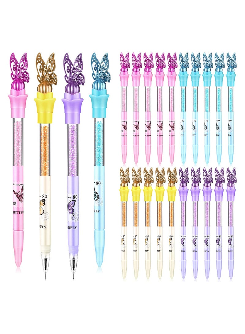 KASTWAVE SYOSI Butterfly Pens, Bling Rhinestone Black Ink Pens Bulk, Glitter Crystal Pens with Butterfly on Top, for School Office Wedding Butterfly Theme Birthday Present, 4 Colors, 24 Pcs - Image 1