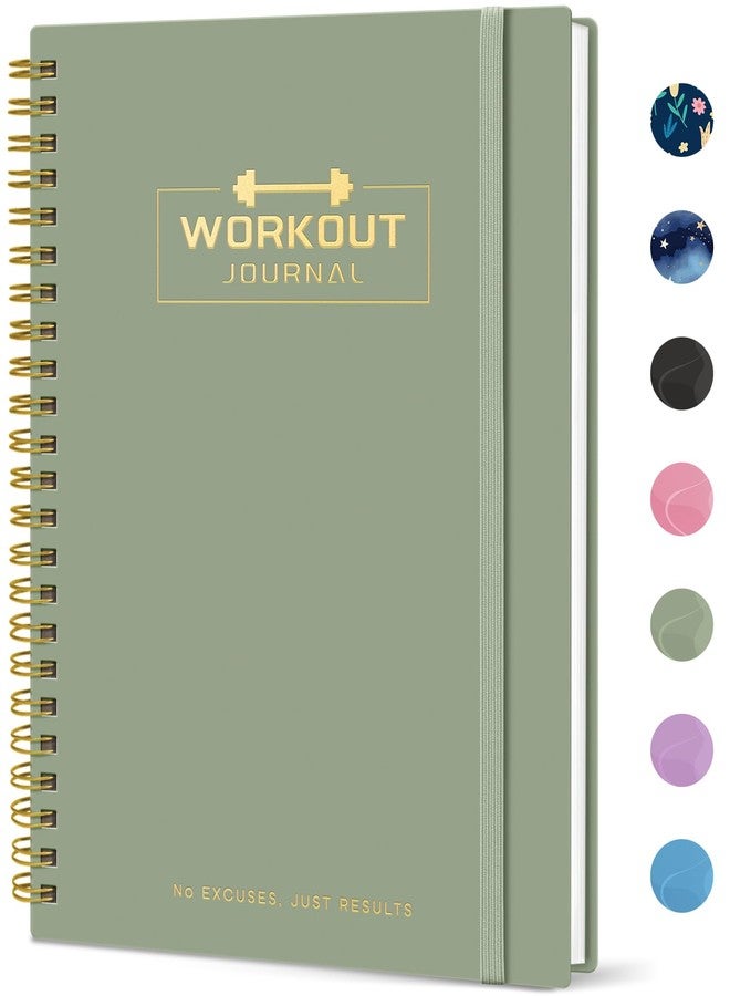Taja Fitness Workout Journal for Women & Men, A5(5.5" x 8.2") Workout Log Book Planner for Tracking, Progress, and Achieving Your Wellness Goals - Green - Image 1