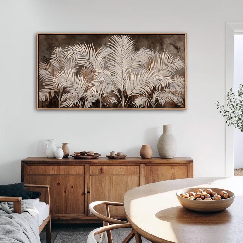 Pogusmavi Boho Wall Art in Modern Brown, Minimalist Canvas Artwork for Living Room,Framed Large Wall Art for Bedroom Wall Decor - Textured Decorative Neutral Wall Pictures 20Ã—40IN - Image 3