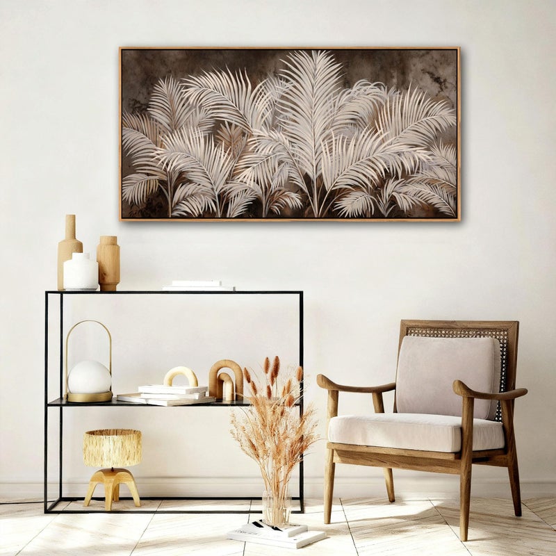 Pogusmavi Boho Wall Art in Modern Brown, Minimalist Canvas Artwork for Living Room,Framed Large Wall Art for Bedroom Wall Decor - Textured Decorative Neutral Wall Pictures 20Ã—40IN - Image 2