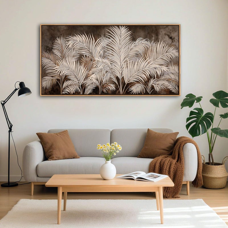 Pogusmavi Boho Wall Art in Modern Brown, Minimalist Canvas Artwork for Living Room,Framed Large Wall Art for Bedroom Wall Decor - Textured Decorative Neutral Wall Pictures 20Ã—40IN - Image 4