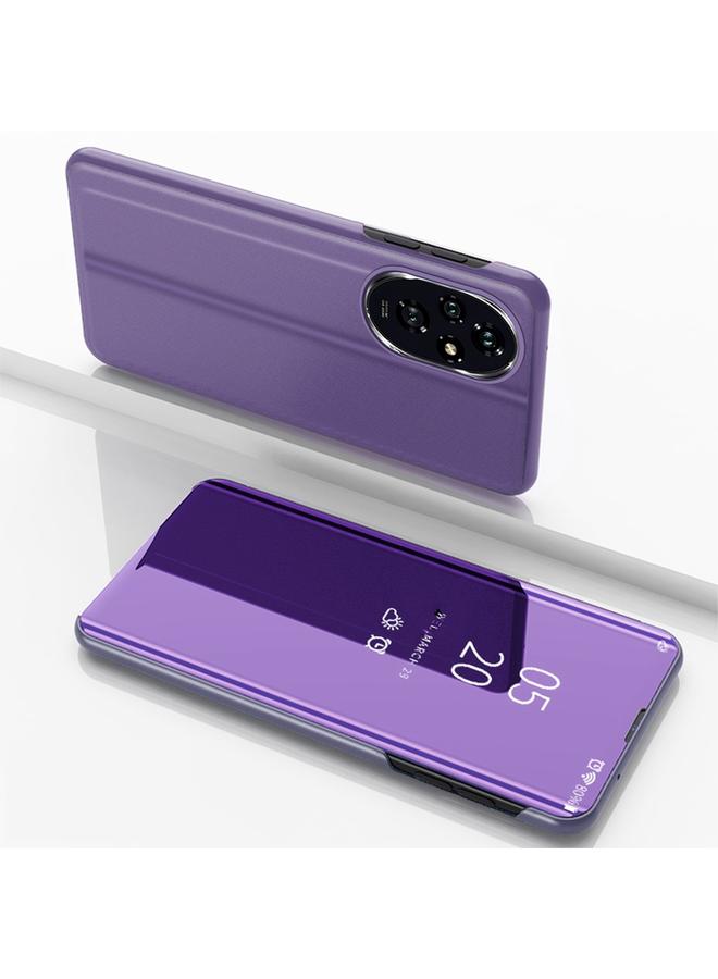 زبون جراب هاتف Honor 200 Pro مصنوع من الجلد مع حامل وغطاء مرآة أفقي - Image 1