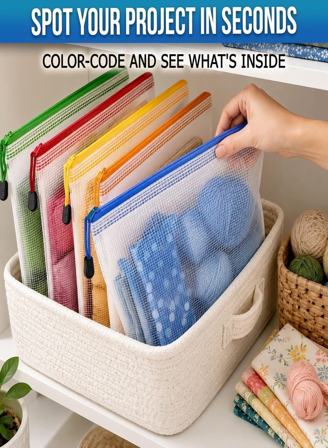 JUZARI 5 Pack Large Plastic Zipper Pouches B4 (12х15in) for Puzzle & Board Game Storage Bags - Mesh Zipper Pouch Document Bag - Pouches for Organization Storage Bags with Zipper - Zipper Bags for Organizing - Image 4