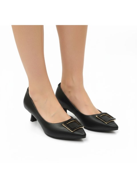 حذاء نسائي بكعب منخفض وتصميم كلاسيك شيك - نعل مريح مقاوم للانزلاق