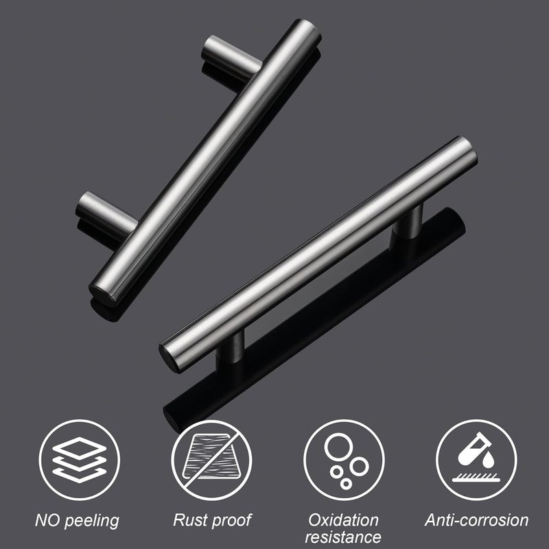 Aegero 20 Pack Cabinet Pulls Brushed Nickel Stainless Cabinet Handles, for Kitchen and Bathroom Cabinets, 5 Inch Length, 3 Inch Hole Center - Image 2