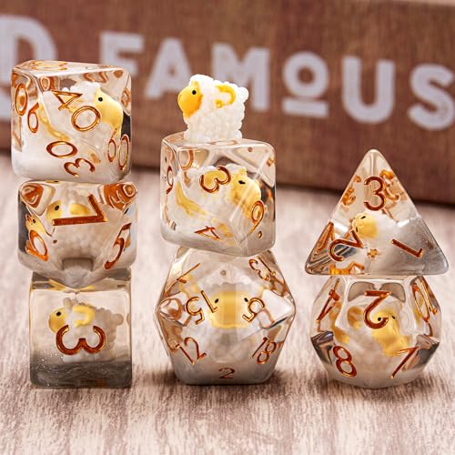 Maywin Resin Sheep Dice SetPolyhedral Dice Animal Inclusion DiceRPG D and D Dice Set for Role Playing Games for 15 Years and Up - Image 5